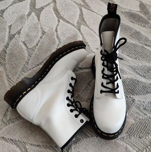 Dr. Martens Air Wair White and Black Women's Combat Boots